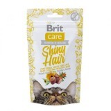 Recompense fara cereale pentru o blana matasoasa si o piele sanatoasa la pisici Brit Care Snack Shiny Hair, 50 g, Brit