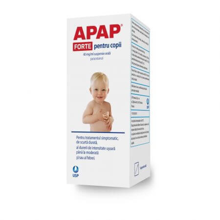 Apap Forte pentru copii, 40 mg/ml suspensie orală, 85 ml, USP