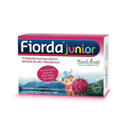 Fiorda Junior cu aroma de zmeura, 15 comprimate, Plant Extrakt