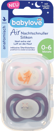 Babylove Suzetă noapte silicon 0-6 L, 2 buc