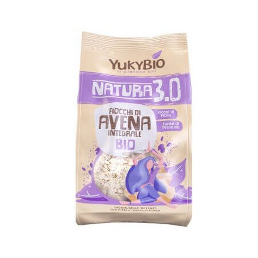 Fulgi bio de ovaz integral cu agave, 500 g, Yukybio