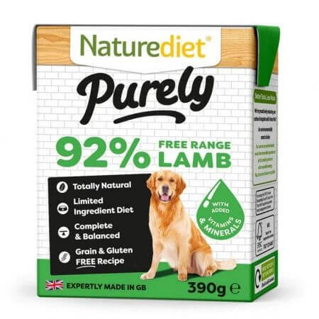 Hrana umeda cu miel pentru caini Hipoalergenic Pate Purely Lamb, 390 g, NatureDiet