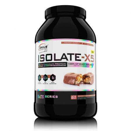 Pudra proteica tip izolat din zer cu aroma de ciocolata si alune Isolate-X5 Choco-Hazelnut, 2000 g, Genius Nutrition