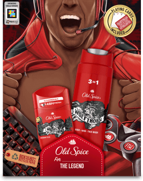 Old Spice Set deodorant stick + gel de duș + cărți de joc, 1 buc