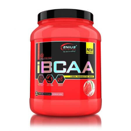 Aminoacizi esentiali tip pudra cu aroma de pepene iBCAA, 450 g, Genius Nutrition