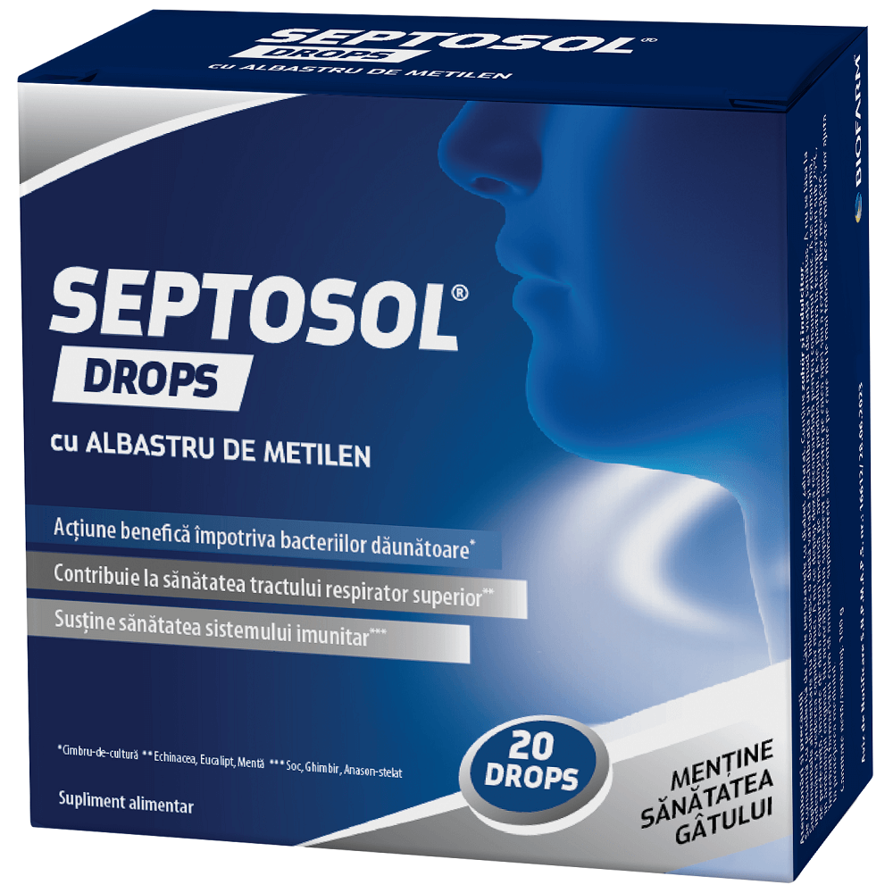 Septosol cu albastru de metilen X 20 dropsuri, Biofarm