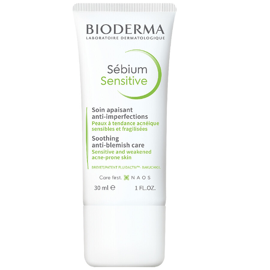 Bioderma Sebium Sensitive Soothing and Moisturizing Fluid for Acne Skin, 30 ml