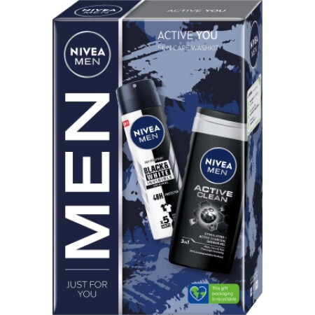 Nivea MEN Set cadou ACTIVE YOU gel de duș +deodorant spray, 1 buc