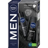 Nivea MEN Set cadou FEEL DEEP deodorant + gel de duș, 1 buc