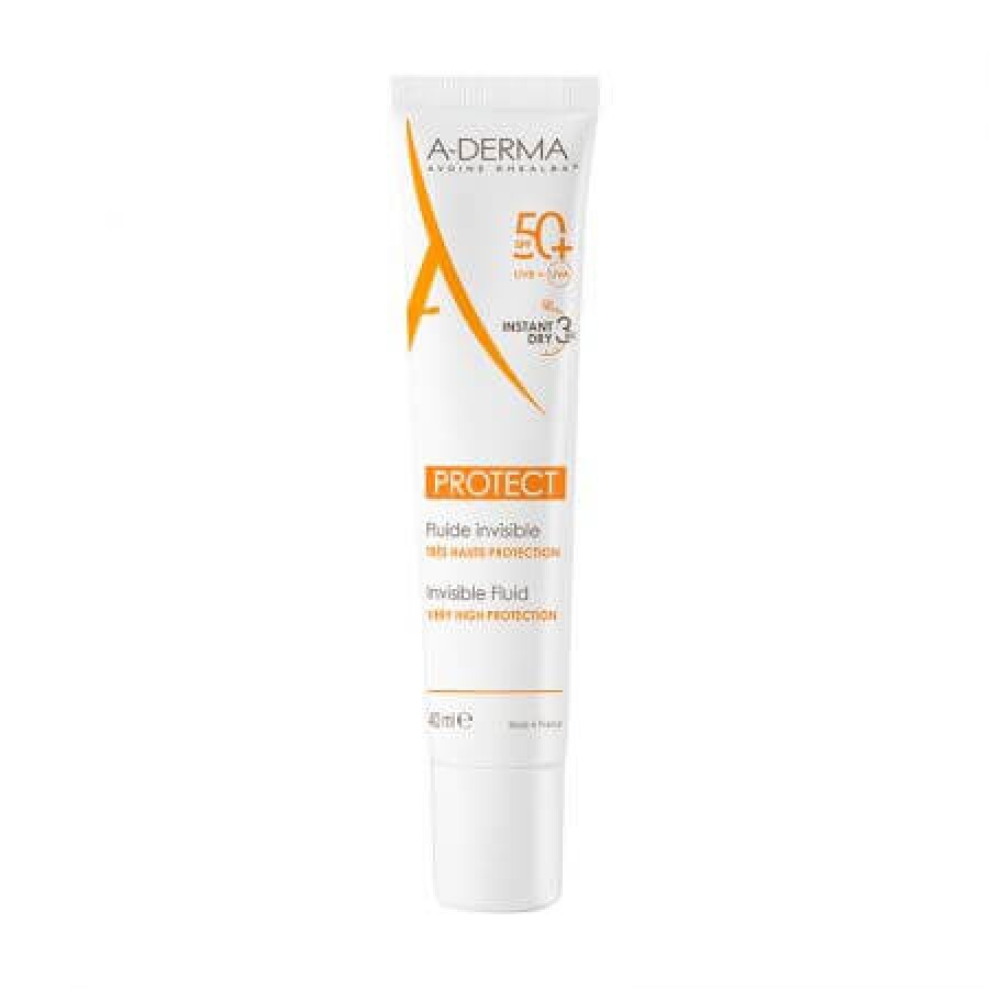 A-Derma Protect Fluid pentru protectie solara cu SPF 50+, 40 ml