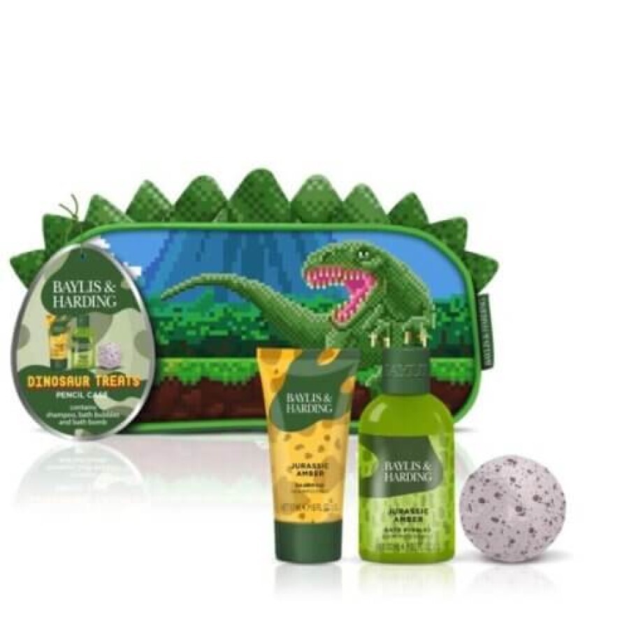 Set Dinosaur: penar, spumant baie 100 ml, bila efervescenta 45 g, sampon 50 ml  BAYLIS & HARDING