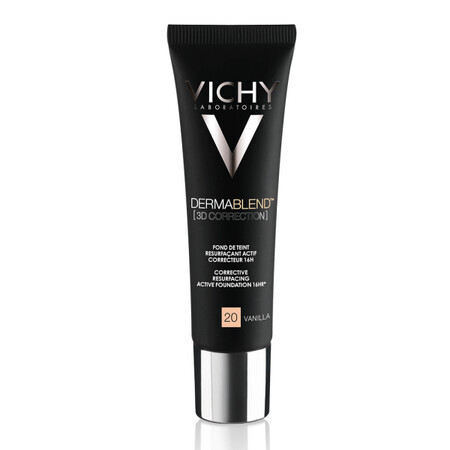 Vichy DermaBlend Fond de ten corector cu acțiune de nivelare 16h 3D Correction, Nuanța 20 Vanilla, 30 ml