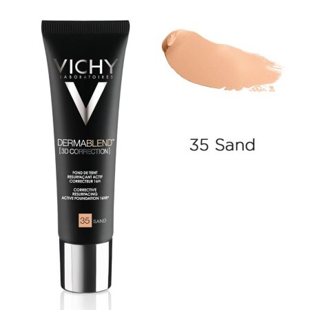 Vichy DermaBlend Fond de ten corector cu acțiune de nivelare 16h 3D Correction, Nuanța 35 Sand, 30 ml