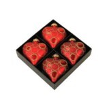 Othmar Decorations Globuri pentru brad in formă de inimioară nuanțate roșu 9mm, 4 buc