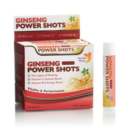 Ginseng Power Shots, 20 fiole, Swedish Nutra