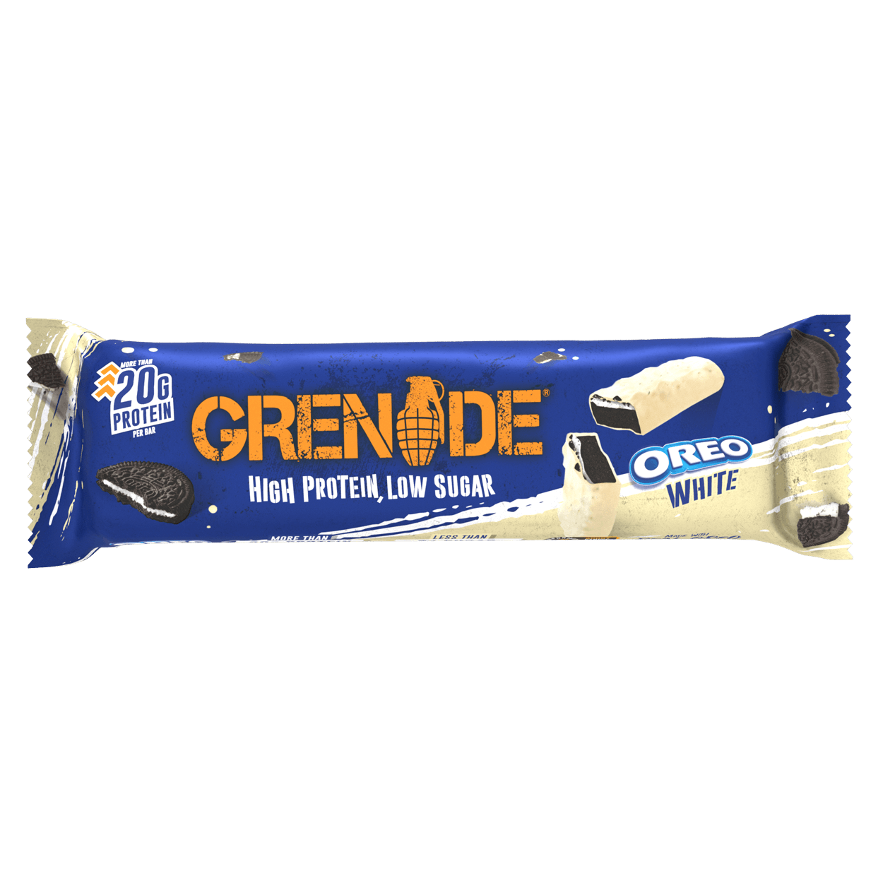 Grenade High Protein, Low Sugar Bar Oreo White, Baton Proteic cu Aroma de Biscuiti Oreo® White, 60 g, GNC