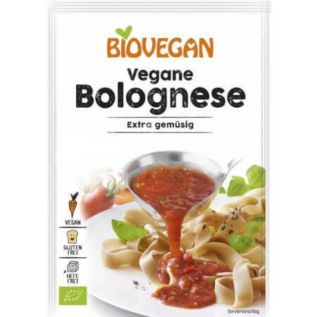 paste bolognese reteta cu sos la borcan Sos Bio Bolognese vegan, 33 g, Biovegan