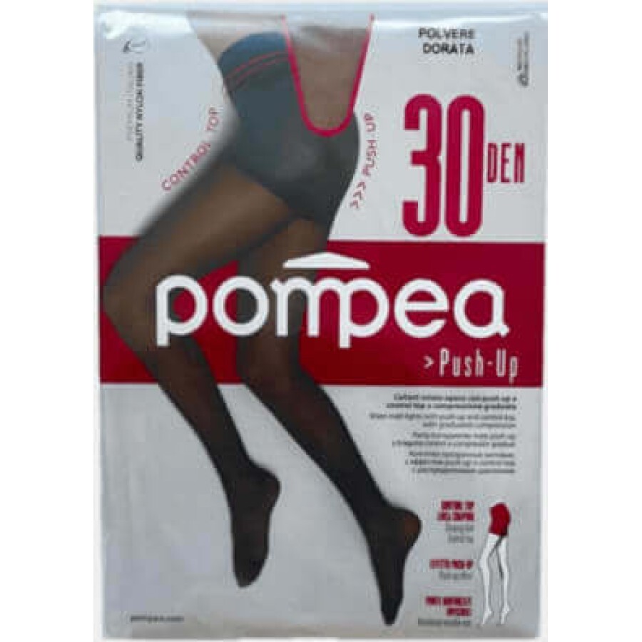 Pompea Dres damă Push-Up 30 DEN 1/2 nude Polvere Dorata, 1 buc