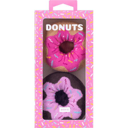 Soxo Set de 2x șosete Soxo donut pentru femei într-o cutie  perfect pentru un cadou  amuzant, happy și roz, 1 buc
