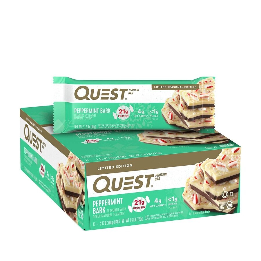 Quest® Protein Bar, Baton Proteic cu Aroma de Peppermint Bark, 60 g, GNC