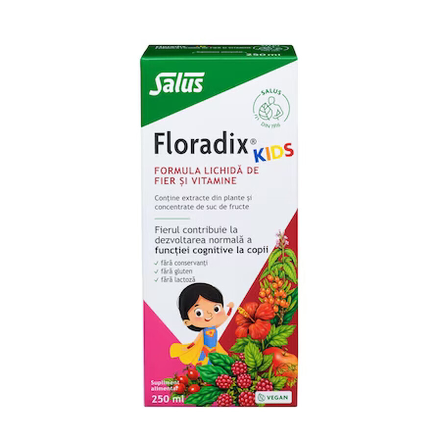 Supliment Floradix copii, formula lichida de fier si vitamine, 250ml, Salus