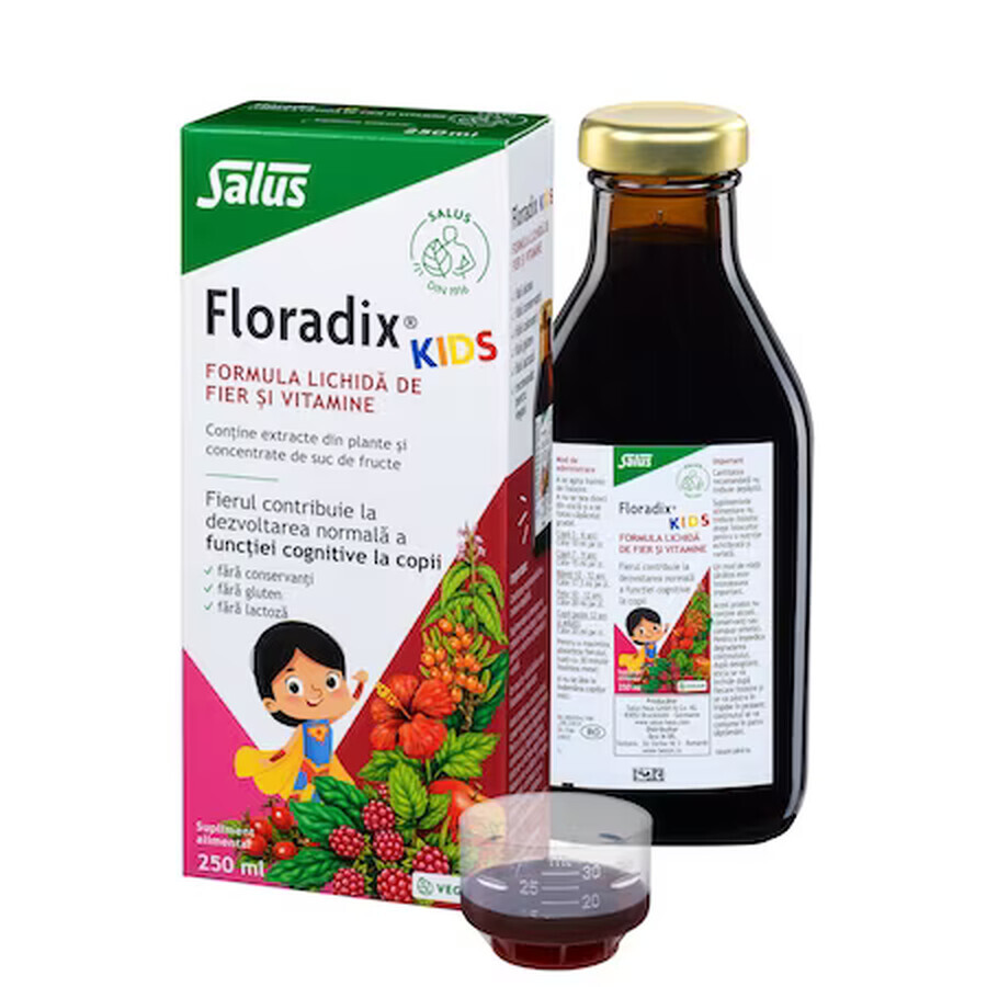 Supliment Floradix copii, formula lichida de fier si vitamine, 250ml, Salus