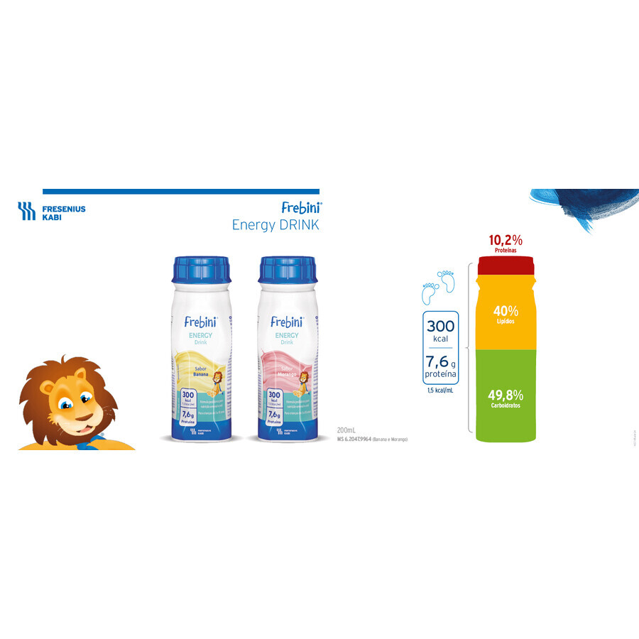 Frebini Energy băutură energizantă cu aromă de căpșuni, 200 ml, Fresenius Kabi