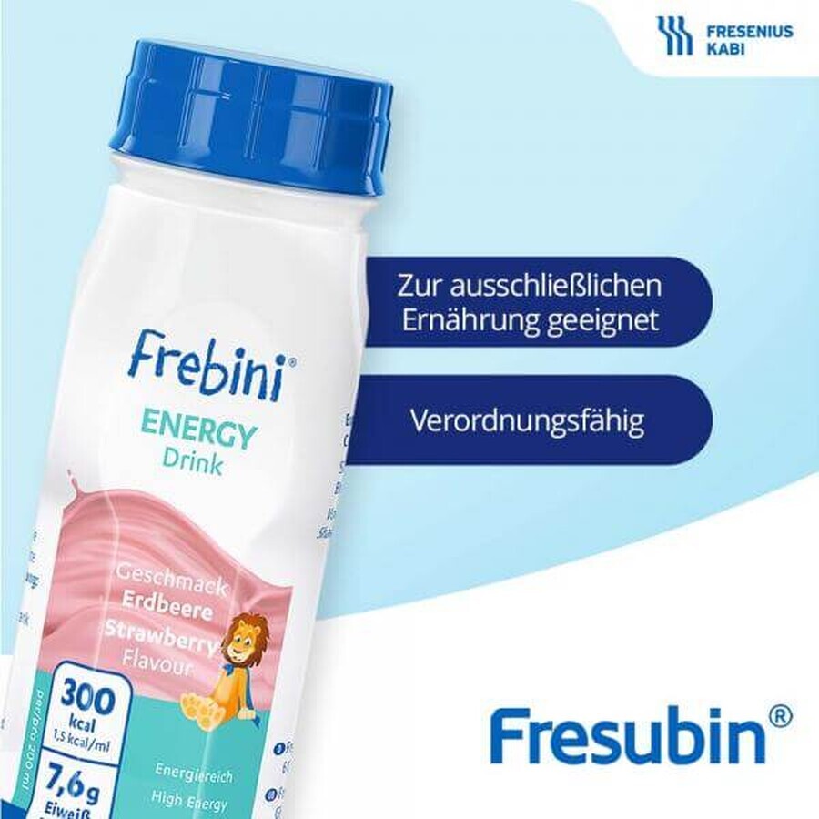 Frebini Energy băutură energizantă cu aromă de căpșuni, 200 ml, Fresenius Kabi