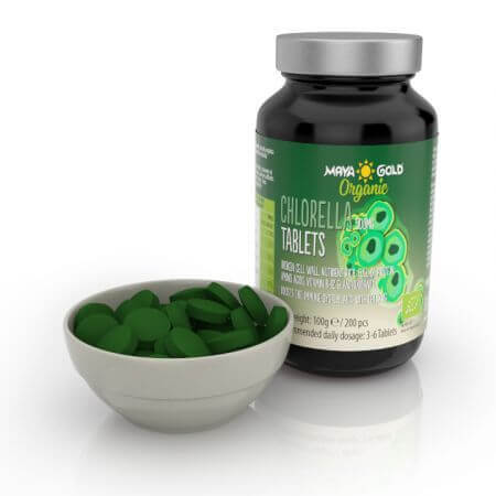 Chlorella Bio, 500 mg, 200 de tablete, Maya Gold