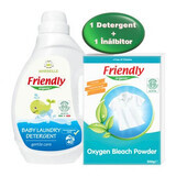 Pachet detergent de rufe cu Marsilia pentru bebelusi 2000 ml + inalbitor rufe bio 500 gr, Friendly