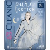 Cleanic Absorbante de noapte pure cotton, 8 buc