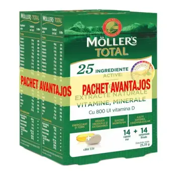 Pachet 2 bucati * Moller\'s Total, 14 capsule + 14 comprimate