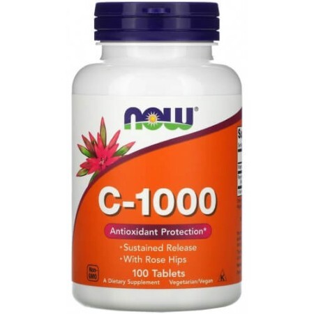 Vitamina C 1000 mg x 100 tb elib.prelungita, Now Foods 
