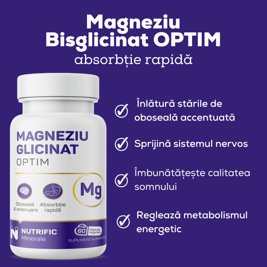 Magneziu glicinat Optim, 60 capsule, Nutrific