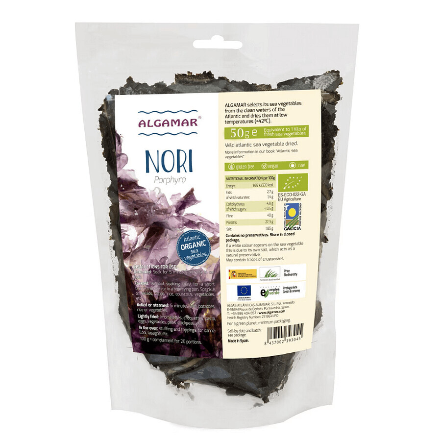 Alge Nori bio, 50 g, Algamar