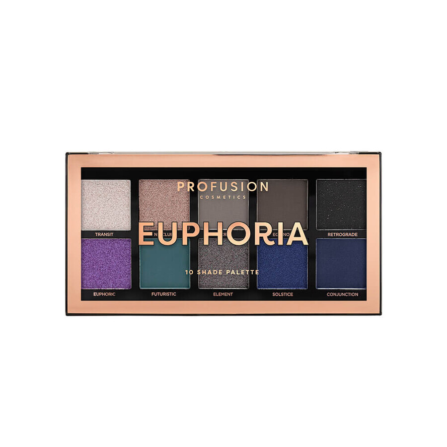 Euphoria, Paleta Farduri Vegane 10 Nuante, Profusion Cosmetics, Biocart