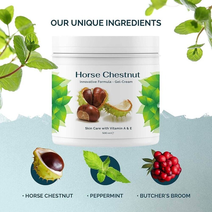 Chestnut cream gel against muscle and joint pain, 500 ml, Hunca Kozmetik