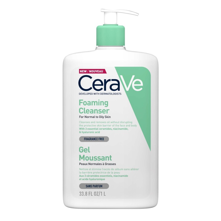 Gel de curățare spumant pentru piele normal-grasă, 1000 ml, CeraVe recenzii
