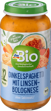 DmBio Meniu spaghete bolognese cu linte, de la 12 luni, 250 g