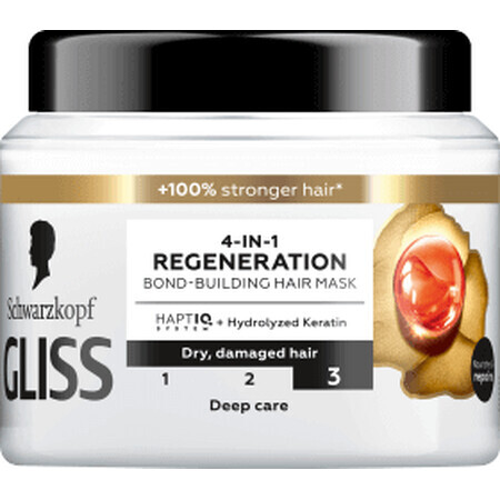Schwarzkopf GLISS Mască de păr 4 în 1 regeneratoare, 400 ml