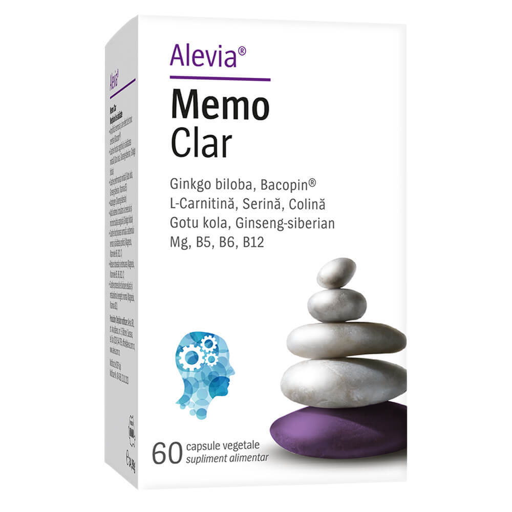 Memo Clar 60 capsule vegetale - Supliment pentru memorie si focus, Alevia