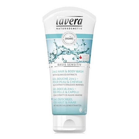 Gel de duș și șampon 2 în 1 cu extract de alge marine Sensitiv, 150 ml, Lavera
