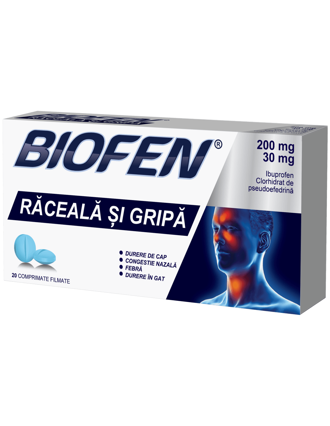 Biofen Raceala si gripa 200 mg/ 30 mg x 20 comprimate, Biofarm