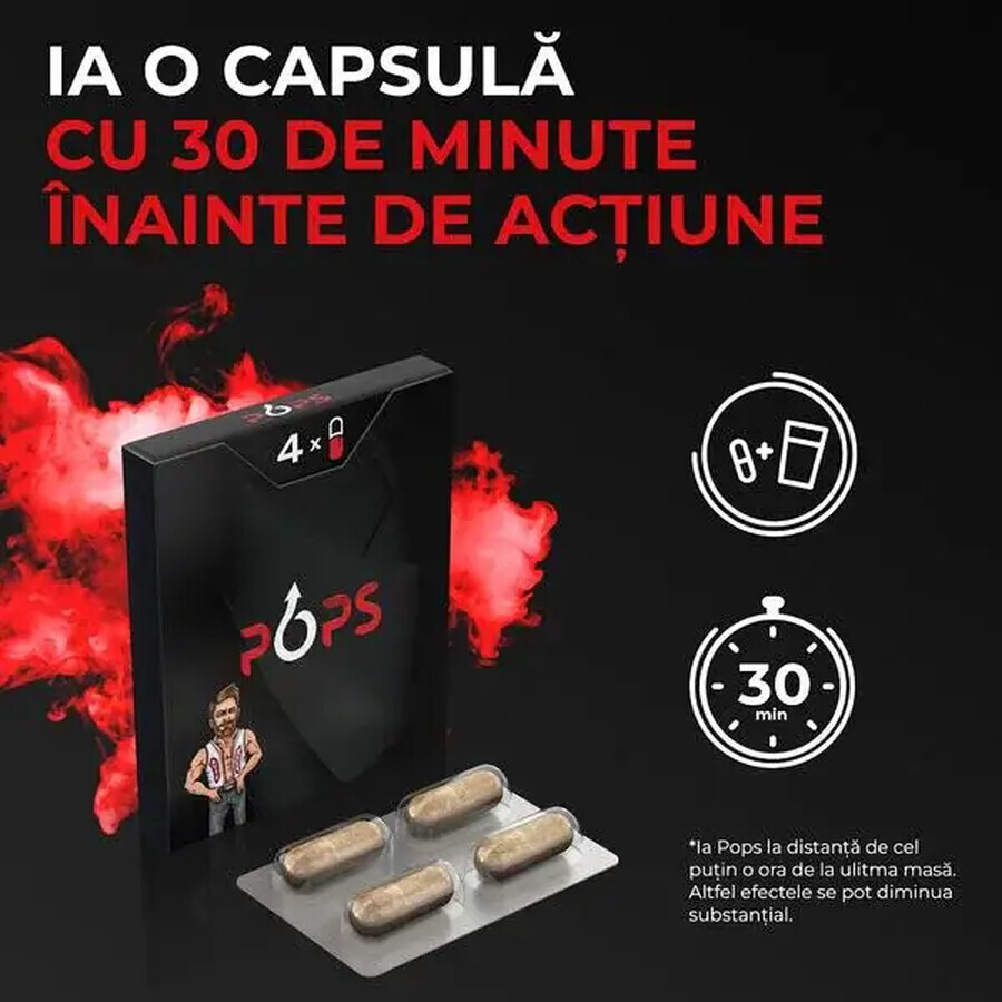 Supliment alimentar pentru potență, 4 capsule, Pops