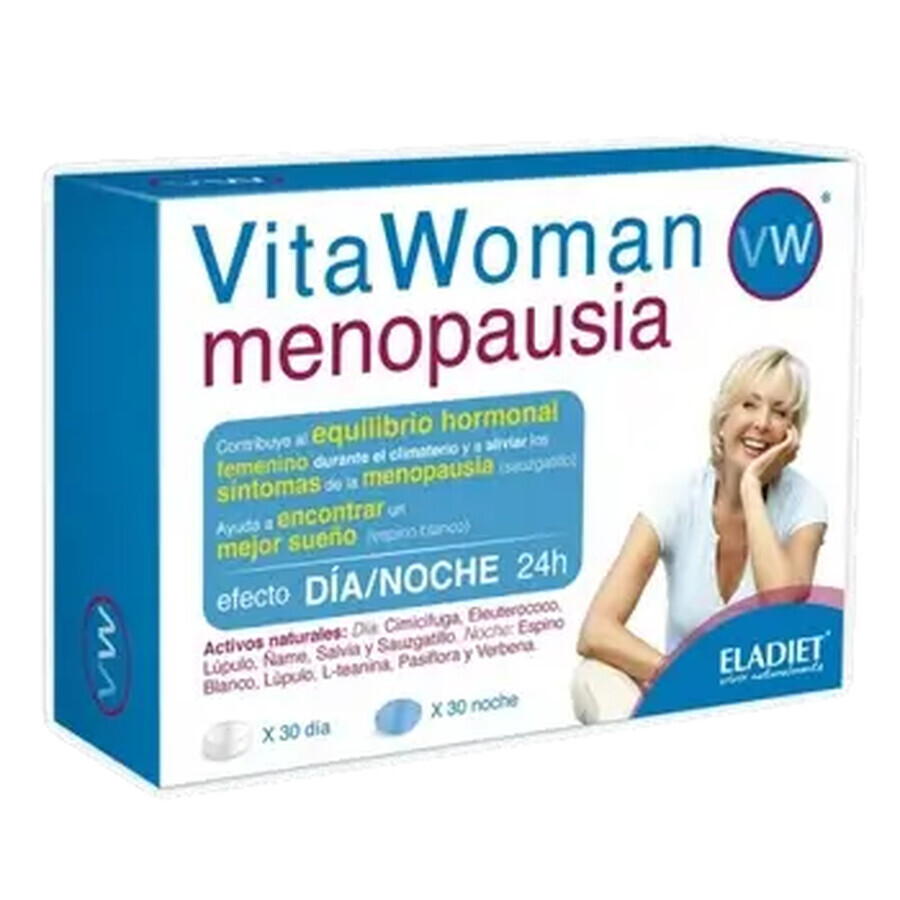 Vitawoman Menopause supliment pentru ameliorarea simptomelor menopauzei, 60 capsule, Eladiet
