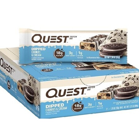 Quest® Dipped Protein Bar, Baton Proteic cu Aroma de Biscuiti cu Crema, 50 g GNC
