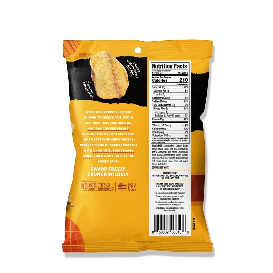 WILDE Protein Chips, Chipsuri Proteice cu Aroma de Chicken & Waffles, 38 g, GNC