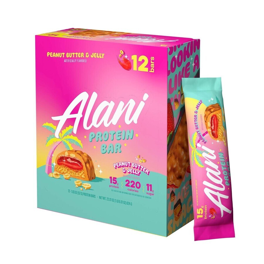 Alani Nu Fit Snacks, Baton Proteic cu Aroma de Peanut Butter & Jelly, 52 g, GNC