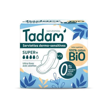 Absorbante Bio hipoalergenice, Ultra Super +, 12 bucati, Tadam