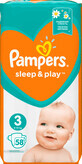Pampers Sleep &amp; Play Scutece pentru copii, numărul 3, 6-10kg, 58 buc